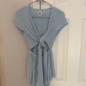 Princess Polly Light Blue Top with Script Logo